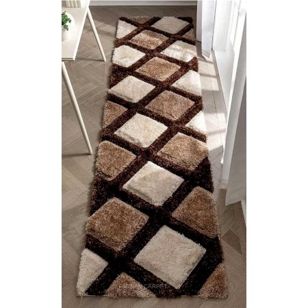 Modern Brown Plush Hall Rug